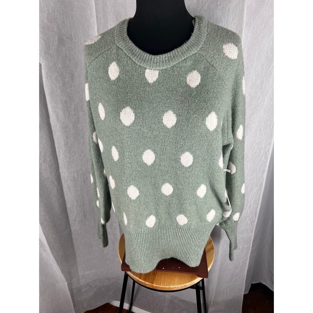 LC Lauren Conrad Polka Dot Crew Neck Sweater Size L NWT